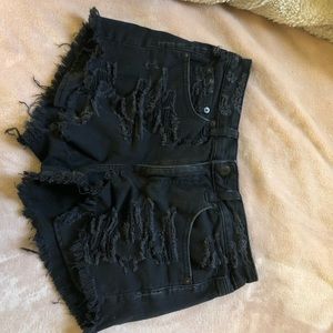 american eagle black shorts